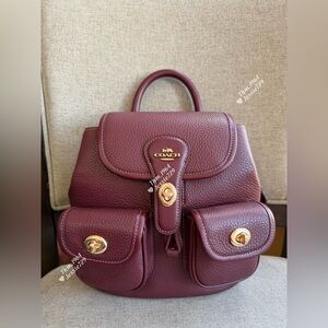 NWT！Coach Hadley Backpack（COACH CBH09）gold/dark wine FAST SHIPPING